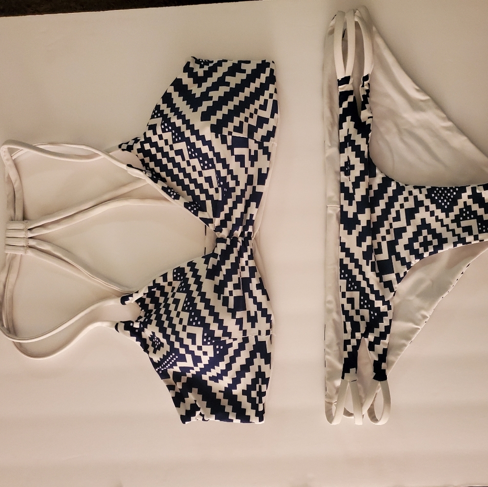 Two piece bikini blue and white size M